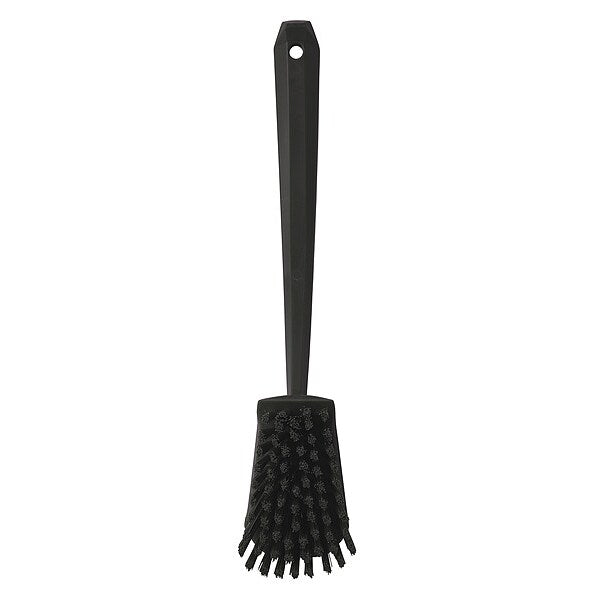 2 3/4 in W Scrub Brush, Stiff, 11 51/64 in L Handle, 4 1/2 in L Brush, Black, Plastic