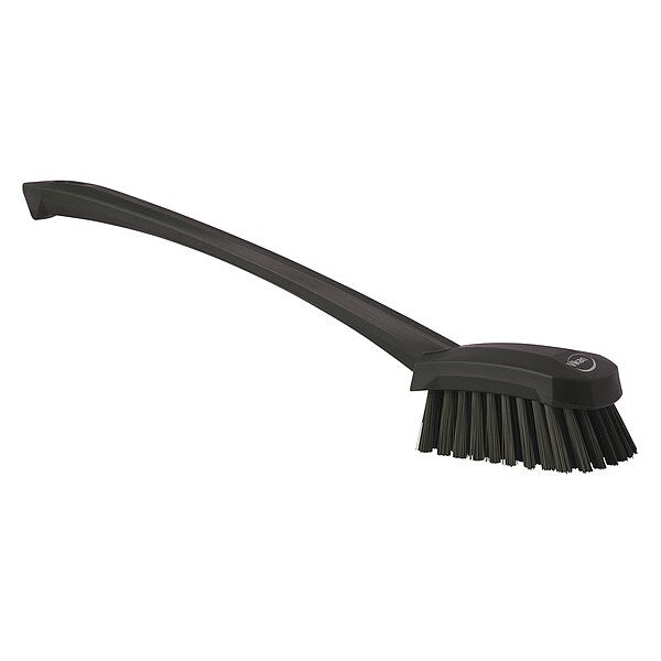 2 3/4 in W Scrub Brush, Stiff, 11 51/64 in L Handle, 4 1/2 in L Brush, Black, Plastic