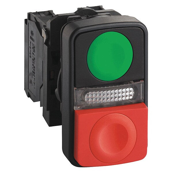 Double Headed Push Button, 22 mm, 1 NO/1 NC, Rectangle