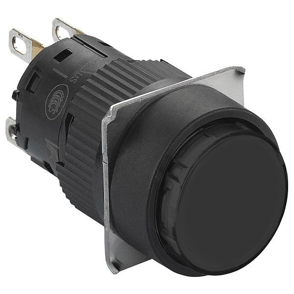 Push Button, 16 mm, 1 CO, Black