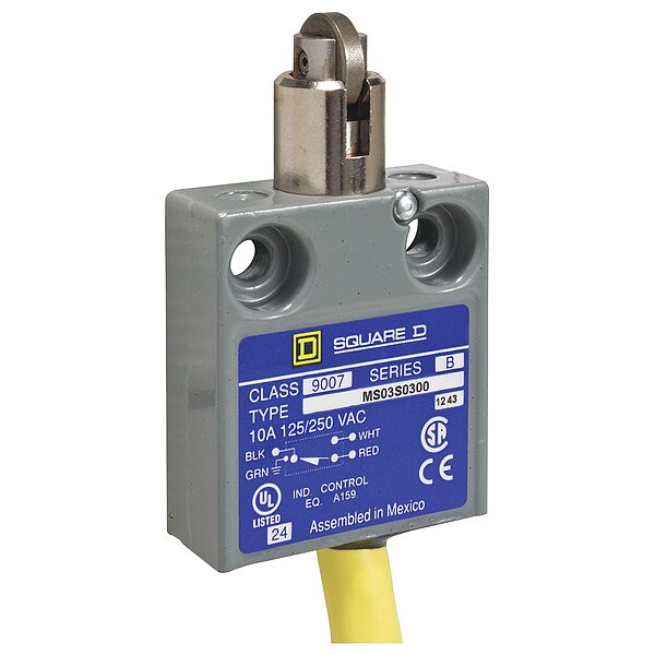 Limit Switch, Cross Roller, Plunger, 1NC/1NO, Actuator Location: Top
