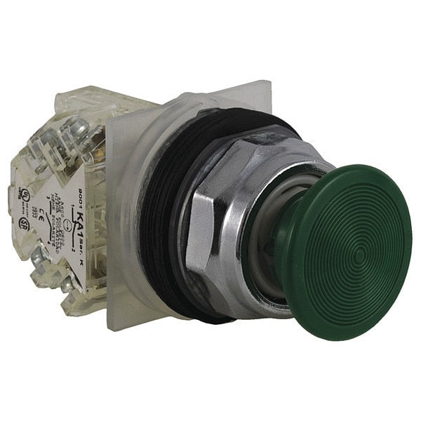 Push Button, 30 mm, 1NC/1NO, Green