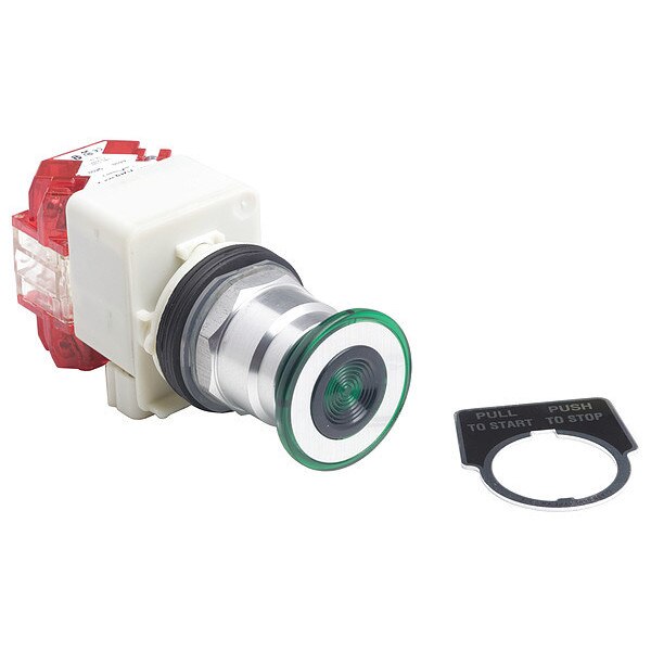 Push Button, 30 mm, 1NC/1NO, Green