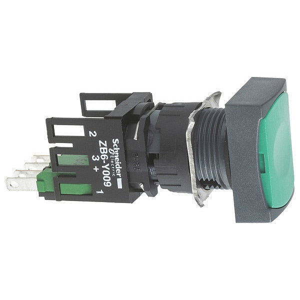Push Button, 16 mm, 1 NO/1 NC, Green