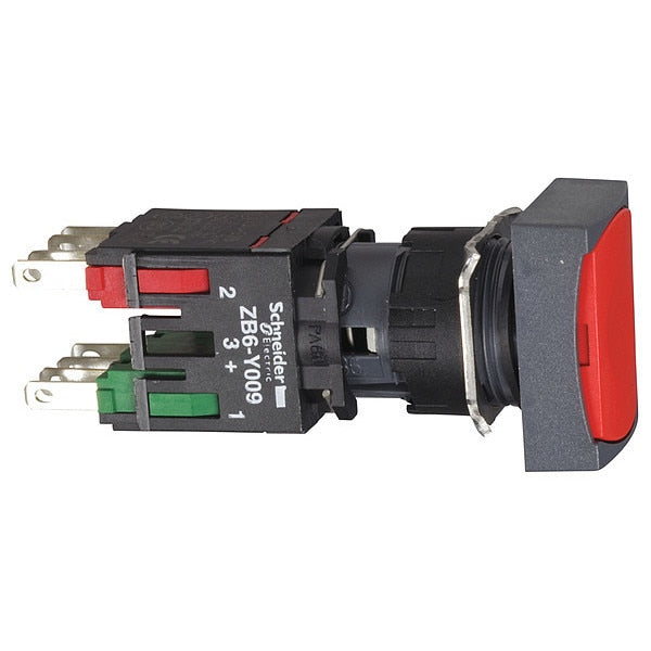 Push Button, 16 mm, 1 NO/1 NC, Red
