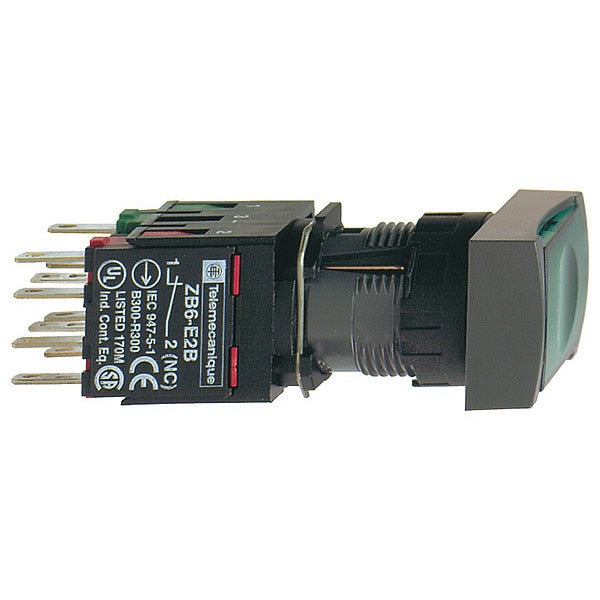 Illuminated Push Button, 16 mm, 1 NO/1 NC, Green