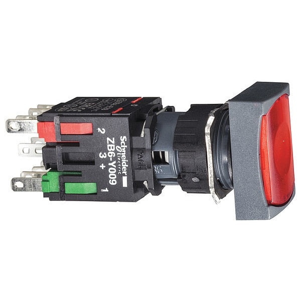 Illuminated Push Button, 16 mm, 1 NO/1 NC, Red