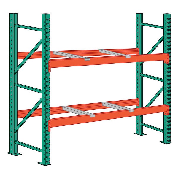 Pallet Rack Starter Unit, Teardrop, Roll Formed Style, 96 in H, 96 in W, 42 in D