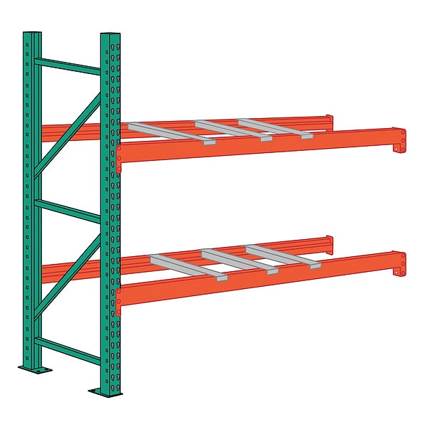 Pallet Rack Add-On Unit, Teardrop, Roll Formed Style, 96 in H, 108 in W, 48 in D