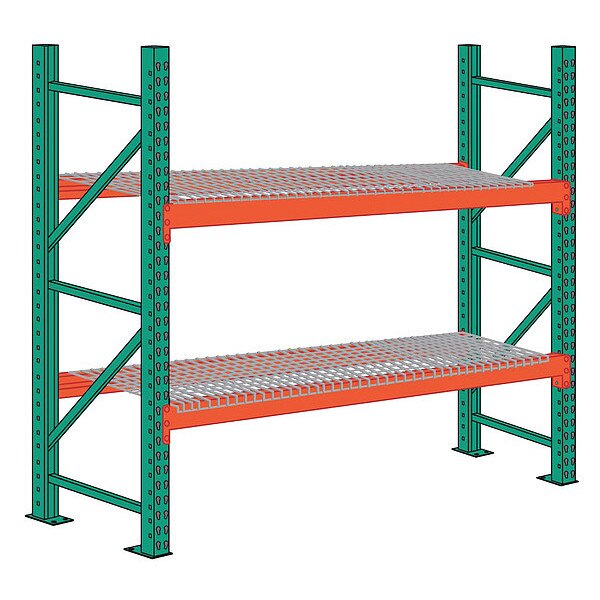 Pallet Rack Starter Unit, Teardrop, Roll Formed Style, 96 in H, 108 in W, 42 in D