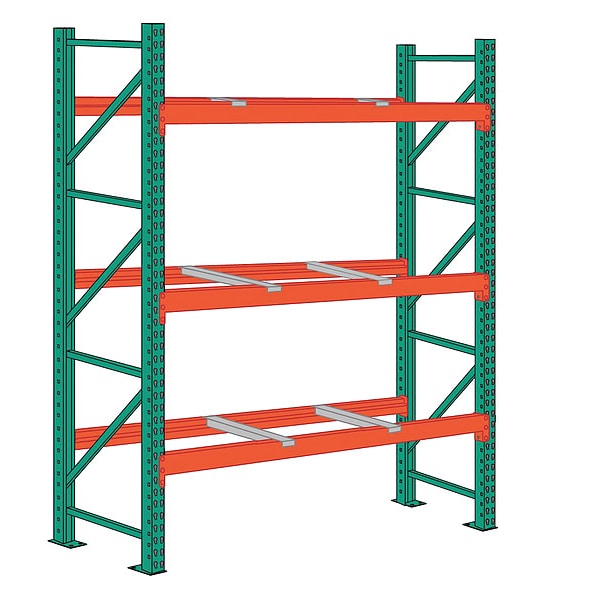 Pallet Rack Starter Unit, Teardrop, Roll Formed Style, 144 in H, 108 in W, 48 in D