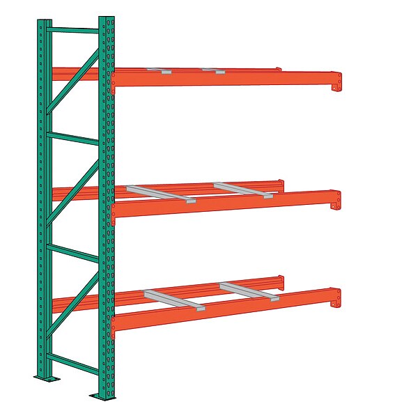 Pallet Rack Add-On Unit, Teardrop, Roll Formed Style, 144 in H, 108 in W, 42 in D