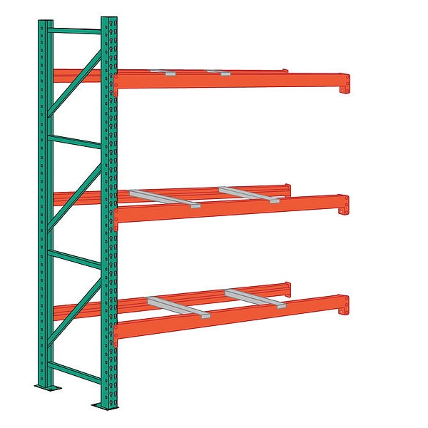Pallet Rack Add-On Unit, Teardrop, Roll Formed Style, 144 in H, 108 in W, 42 in D