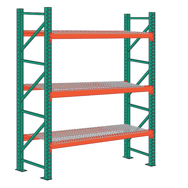 Pallet Rack Starter Unit, Teardrop, Roll Formed Style, 144 in H, 108 in W, 48 in D