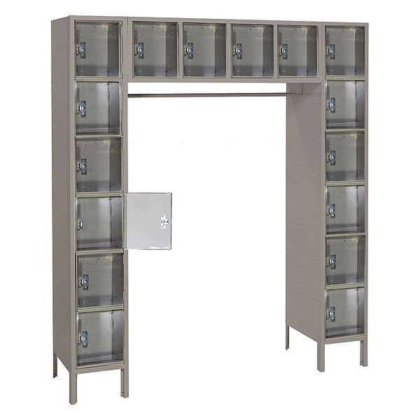 Box Locker, (4) Wide, (6) Tier, Steel, Gray, Powder Coated Finish, 69 in W, 18 in D, 78 in H