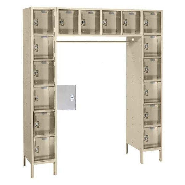 Box Locker, (4) Wide, (6) Tier, Steel, Beige, Powder Coated Finish, 69 in W, 18 in D, 78 in H