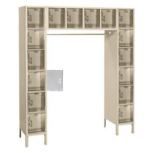 Box Locker, (4) Wide, (6) Tier, Steel, Beige, Powder Coated Finish, 69 in W, 18 in D, 78 in H