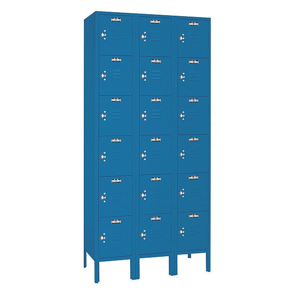 Wardrobe Locker, (3) Wide, (6) Tier, Steel, 36 in W, 12 in D, 78 in H