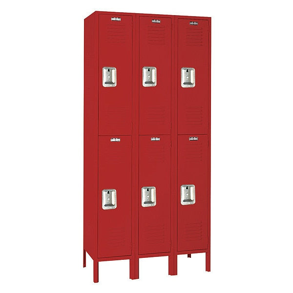 Wardrobe Locker, (2) Tier, (3) Wide, Steel, Powder Coated Finish, 36 in W, 12 in D, 78 in H
