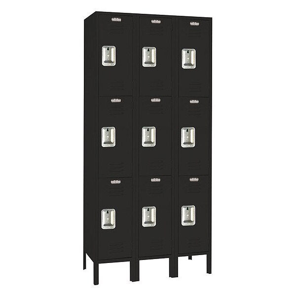Wardrobe Locker, (2) Tier, (3) Wide, Steel, Powder Coated Finish, 45 in W, 15 in D, 78 in H