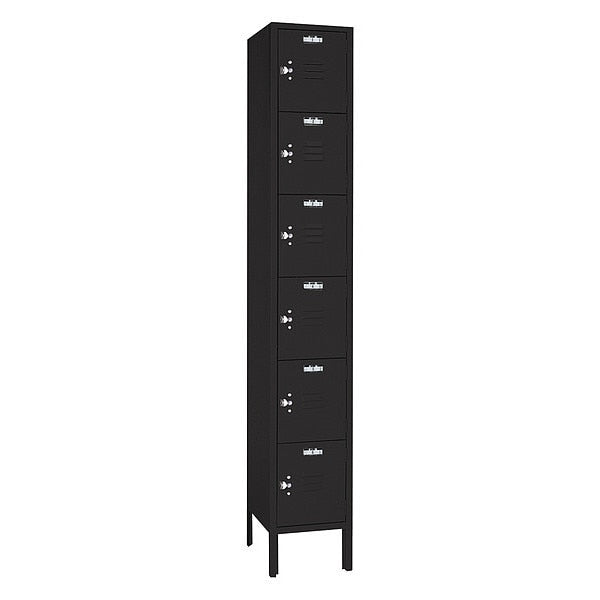 Wardrobe Locker, (1) Wide, (6) Tier, Steel, Powder Coated Finish, 12 in W, 18 in D, 78 in H