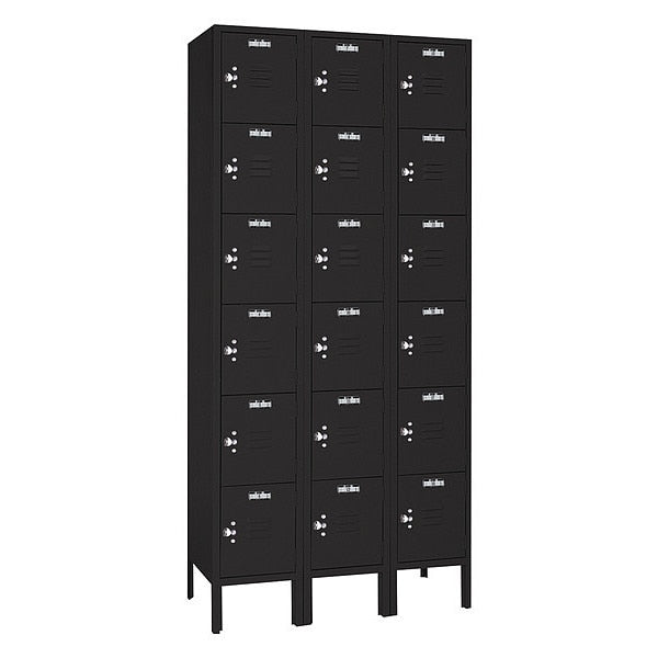 Wardrobe Locker, (3) Wide, (6) Tier, Steel, Powder Coated Finish, 36 in W, 12 in D, 78 in H
