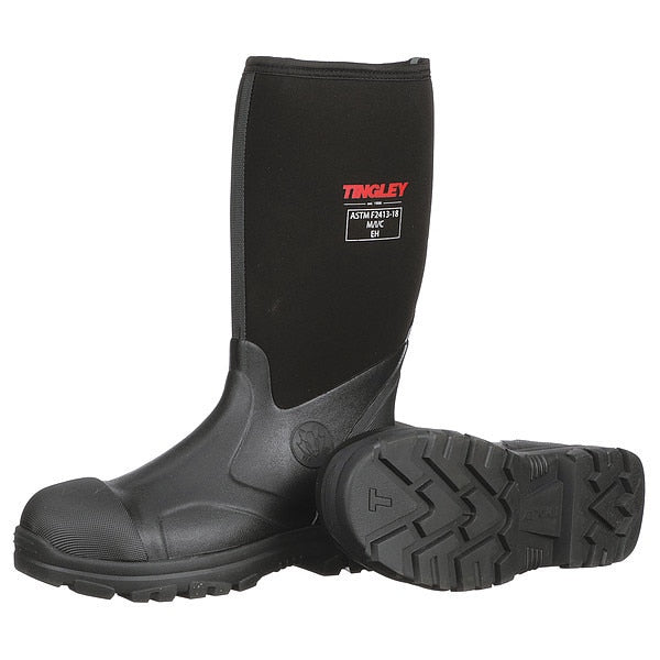 Rubber Boot, Men's, 8, Knee, Black, PR