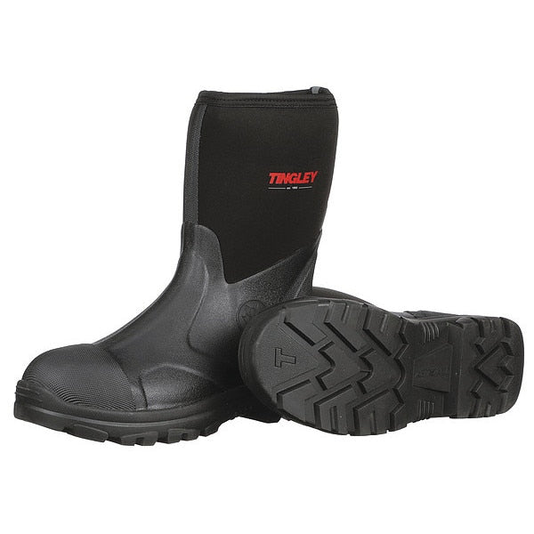 Rubber Boot, Men's, 8, Mid-Calf, Black, PR