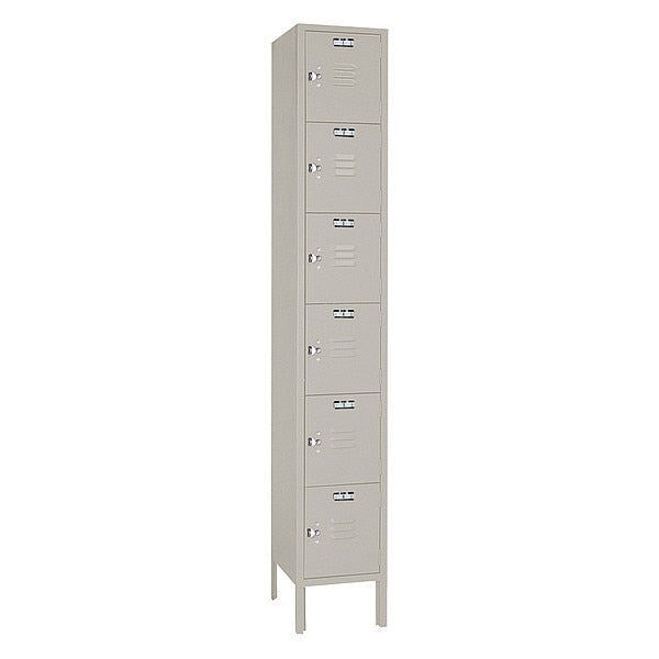Wardrobe Locker, (1) Wide, (6) Tier, Steel, Powder Coated Finish, 12 in W, 12 in D, 78 in H