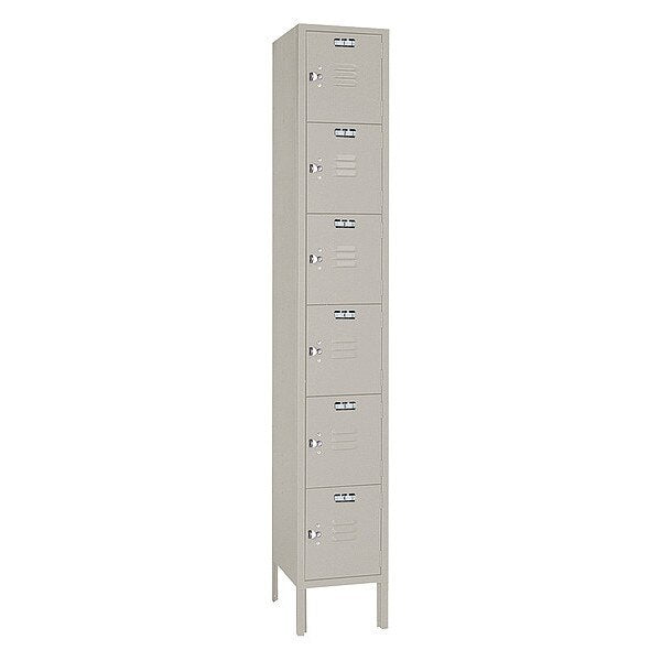 Wardrobe Locker, (1) Wide, (6) Tier, Steel, Powder Coated Finish, 12 in W, 18 in D, 78 in H