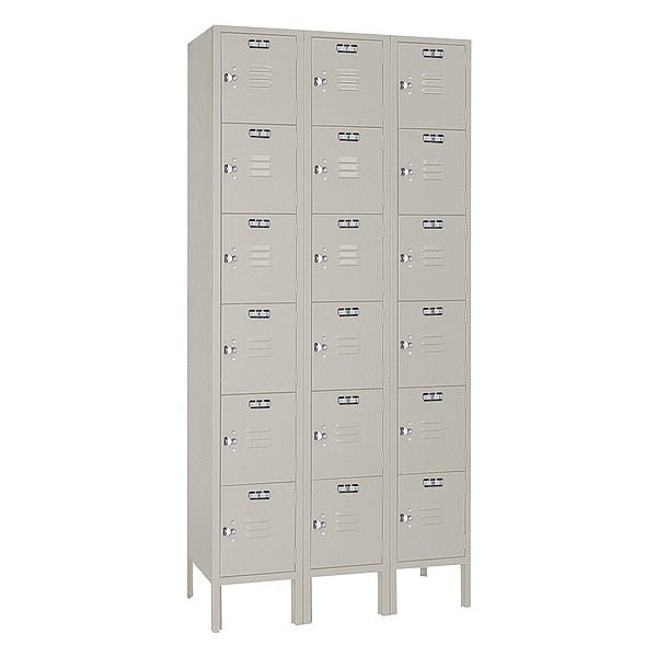 Wardrobe Locker, (3) Wide, (6) Tier, Steel, Powder Coated Finish, 36 in W, 18 in D, 78 in H