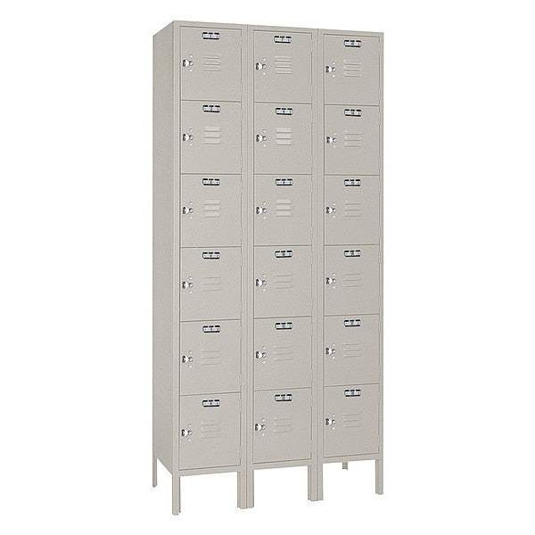 Wardrobe Locker, (3) Wide, (6) Tier, Steel, Powder Coated Finish, 36 in W, 12 in D, 78 in H