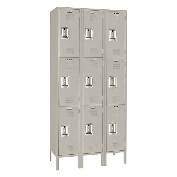 Wardrobe Locker, (2) Tier, (3) Wide, Steel, Powder Coated Finish, 45 in W, 15 in D, 78 in H