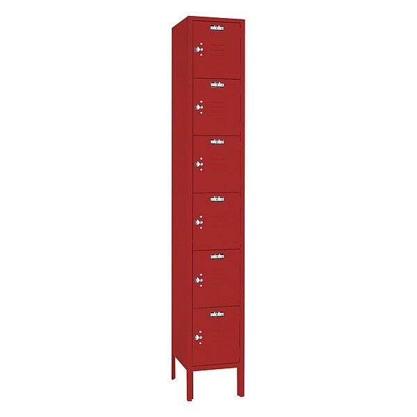 Wardrobe Locker, (1) Wide, (6) Tier, Steel, Powder Coated Finish, 12 in W, 12 in D, 78 in H