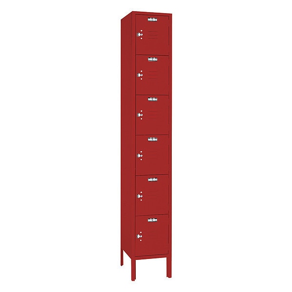 Wardrobe Locker, (1) Wide, (6) Tier, Steel, Powder Coated Finish, 12 in W, 18 in D, 78 in H