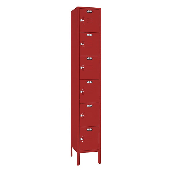 Wardrobe Locker, (1) Wide, (6) Tier, Steel, Powder Coated Finish, 12 in W, 18 in D, 78 in H