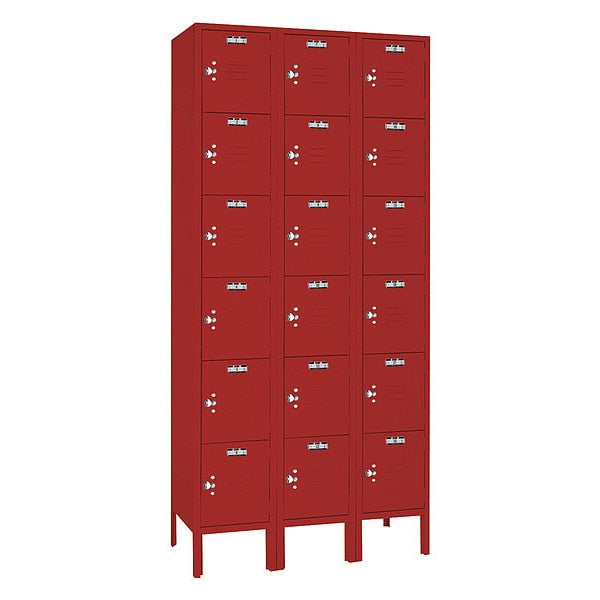 Wardrobe Locker, (3) Wide, (6) Tier, Steel, Powder Coated Finish, 36 in W, 18 in D, 78 in H