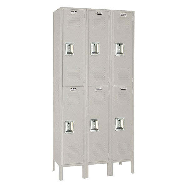Wardrobe Locker, (2) Tier, (3) Wide, Steel, Powder Coated Finish, 36 in W, 15 in D, 78 in H