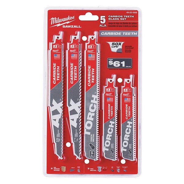 5PC Carbide Teeth Sawzall Blade Set