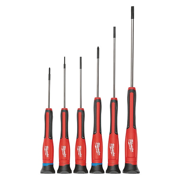 General Purpose Screwdriver Set, Phillips/Slotted Tip, Ergonomic with Tip ID on End, 6-Piece