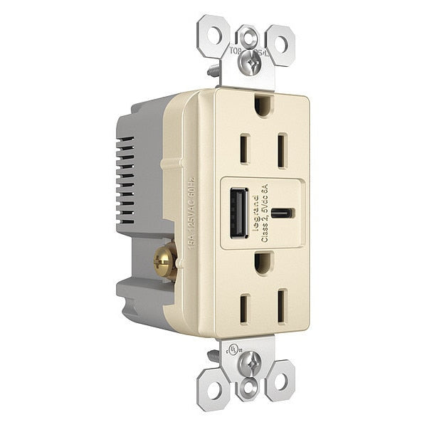 USB Charger Receptacle, 15A, Type A and C