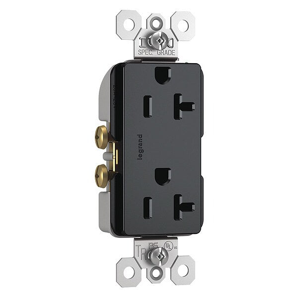 Receptacle, 20 A Amps, 125V AC, Flush Mount, Decorator Duplex Outlet, 5-20R, Gray