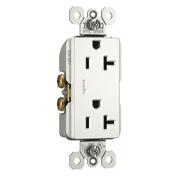 Receptacle, 20 A Amps, 125V AC, Flush Mount, Decorator Duplex Outlet, 5-20R, White