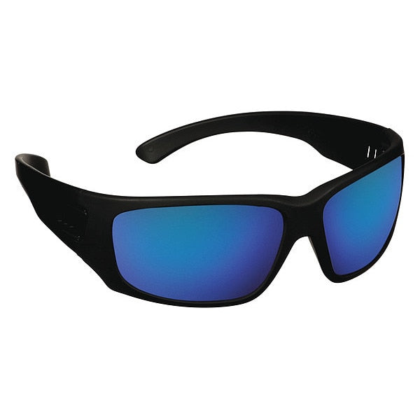 Safety Glasses, Wraparound Blue/Violet Mirror Polycarbonate Lens, Scratch-Resistant