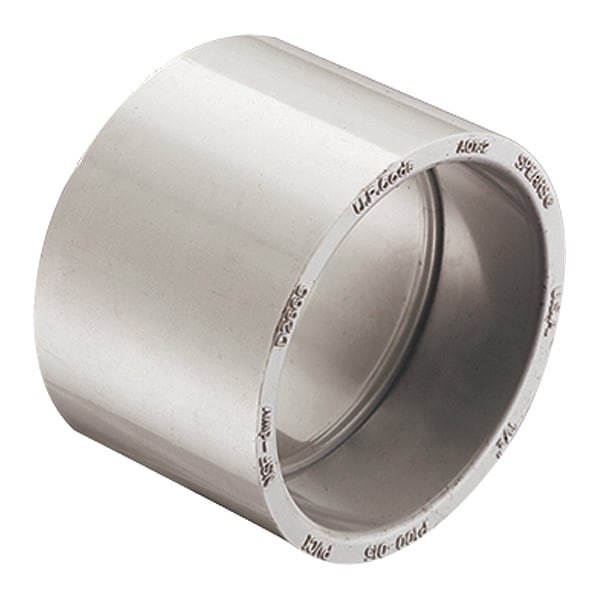 PVC Coupling, Socket, 4 in Pipe Size
