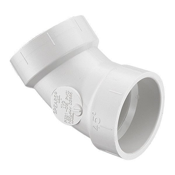 PVC Elbow, 45 Degrees, Socket, 4 in Pipe Size