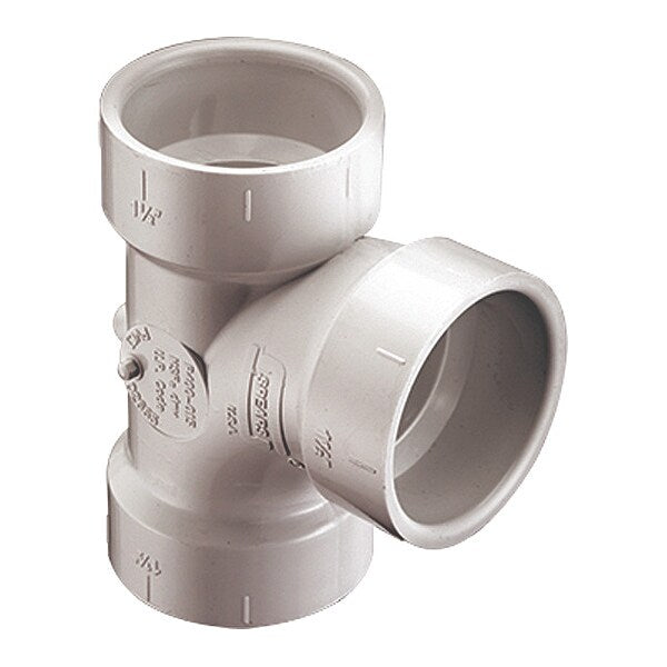 PVC Sanitary Tee, Socket, 6 in Pipe Size