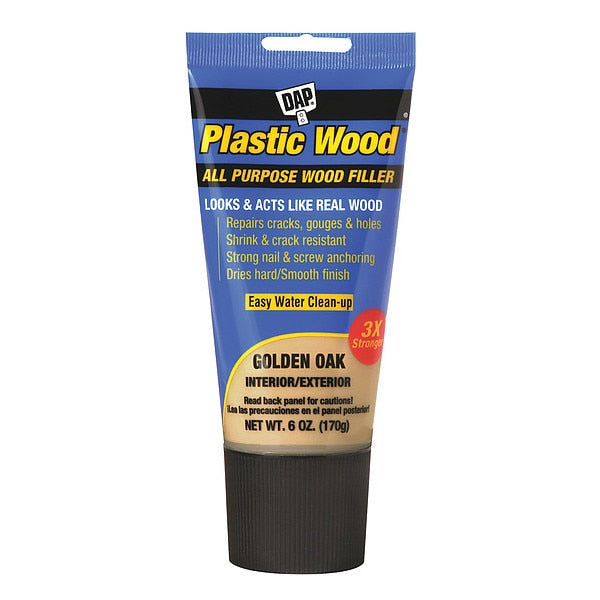 Wood Filler 6 oz Size, Tube Golden Oak Plastic Wood
