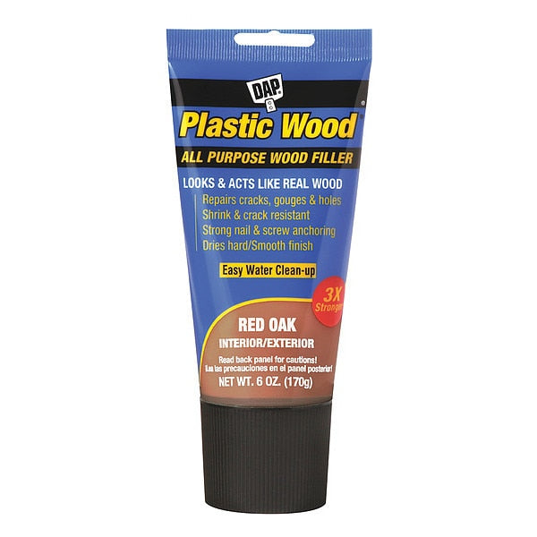 Wood Filler 6 oz Size, Tube Red Oak Plastic Wood