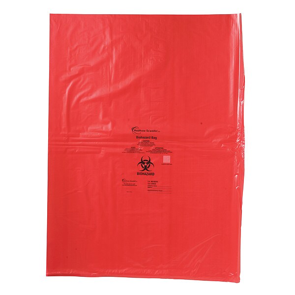 Biohazard Bags, 10-9/16 gal, Red, PK200